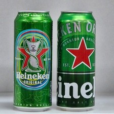 Lattina di birra Heineken originale da collezione vuota 500 ml. Set di 2 pezzi.