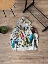 Felpa con cappuccio e zip vintage Y2K Circa Skateboarding stampa all over taglia L