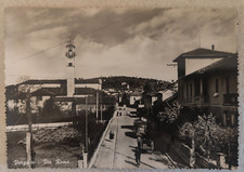 CARTOLINA VERGIATE VARESE VIA ROMA ANIMATA CORRIERA CARRETTO BICI FORMATO GRANDE