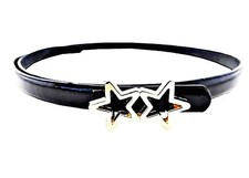 Cintura da Donna Ragazza Sottile Ecopelle Nera con Fibbia a Stella L.20013