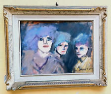 MINO MACCARI   OLIO CARTONE PRESSATO 30X40 TRE FIGURE FEMMINILI 