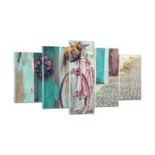 Quadro su Vetro 160x85cm Rosa bici vintage Stampe Immagini Quadri Moderni Murale