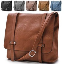 Borsa donna fibbie vintage pelle cuoio scuola militare tracolla messenger nuova