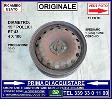 CERCHIO RUOTA IN FERRO 15 POLLICI ET 43 FIAT GRANDE PUNTO + EVO + OPEL CORSA D E