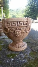 VASO CALICE FIORIERA PER PIANTE E FIORI DA ESTERNO GIARDINO IN CEMENTO H 47 CM