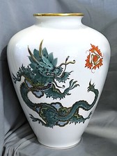 grande vaso drago, verde oro