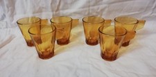SET 6 TAZZINE DA CAFFE' VINTAGE IN VETRO AMBRATO H 7,5 cm ANNI 70 / 80