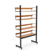 Libreria in metallo e frassino, anni ’60