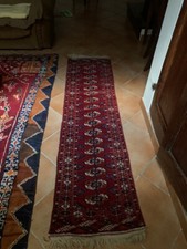 TAPPETO PERSIANO Passatoia BUKARA KASHMIR 196  x  50   annodato  A MANO vintage