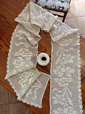 Pizzo Vintage Fatto A Mano all'Uncinetto 2,85m Anni 80 Per Tenda O Tovaglia