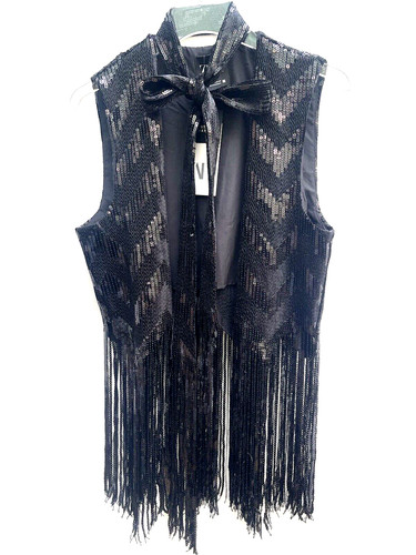 Zara nero lustrini gilet con - gilet,