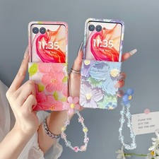 Per Motorola Razr + 2024 2025 pittura ad olio motivo floreale con custodia cerniera cinturino