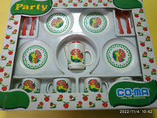 SET  giocattolo 4 tazzine  con piattini, cucchiaini e teiera Party co-ma