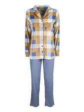 Infiore Pigiama aperto donna in microcoral con taschino - blu