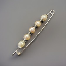 Spilla Oro Bianco 750 Perle