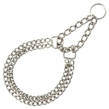 Pets COLLARE IN ACCIAIO CROMATO SEMI STROZZO DOPPIA CATENA PER CANE 40CM