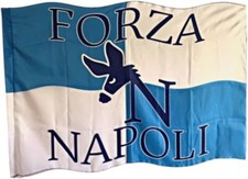 Bandiera del Napoli 90x150cm con Passante per Asta - Con scritta "Forza Napoli"