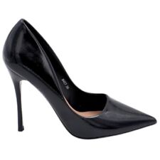 Decolette' donna in pelle vernice bottolata lucida nera punta tacco sottile 12 c