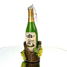 Bottiglia Vino Nel Cesto Decorazione Natalizia Pinot Grigio Verde Cantina 6” Regalo