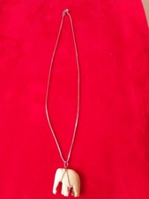 CATENINA ARGENTO 925 (STERLING) LUNGA 41 cm + CIONDOLO ELEFANTINO D'OSSO