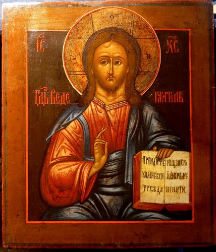 Antica icona russa cristo - antica,