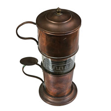 Antica Caffettiera Greca Turca Ibrik Rame Ottone Vetro Vintage Epoca da Viaggio