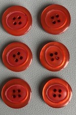 Bottoni vintage - 6 bottoni rossi - 4 fori - diametro cm. 2,4