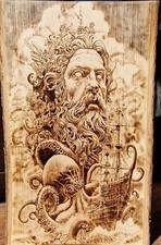 Pirografia Fatte A Mano Su Legno Massello Tiglio,Ontano