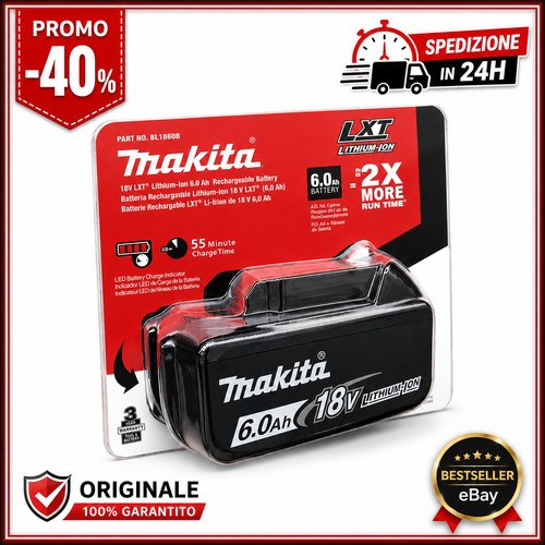 Batteria makita bl1860b - batteria, 18v