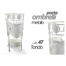 PORTA OMBRELLI CON CUORE ANTICATO DESIGN TONDO BIANCO 22X47CM IN METALLO 657801