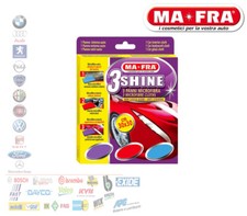 MA-FRA 3SHINE 3 PANNI MICROFIBRA ANTI ALONI INTERNO ESTERNO VETRI AUTO MOTO 0309