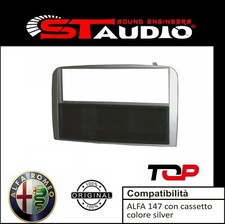 MASCHERINA RADIO 1 DIN ALFA 147 2000->2004 ADATTATORE UN DIN SILVER CON CASSETTO