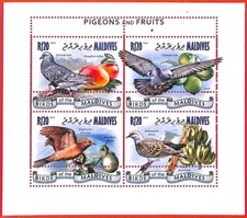 A4146 - MALDIVE - ERRORE ERRATO: 2014, Piccioni, Frutta, Limoni, Banane, Manghi