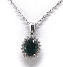 Collana Oro bianco 18 carati con zaffiro 1.58 ct e diamanti 0.27 ct certificata