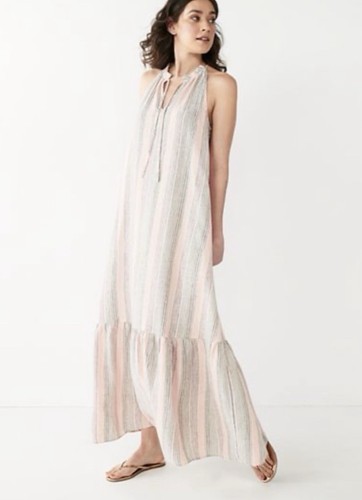 Maxi abito rosa righe - maxi, a