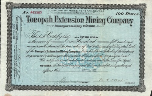 1925 tonopah extension mining - 1925,