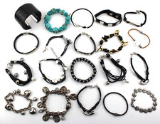 LOTTO 20 BRACCIALI Vari Teschi Cuori Ancora Vintage Colore Argento Unisex Stile