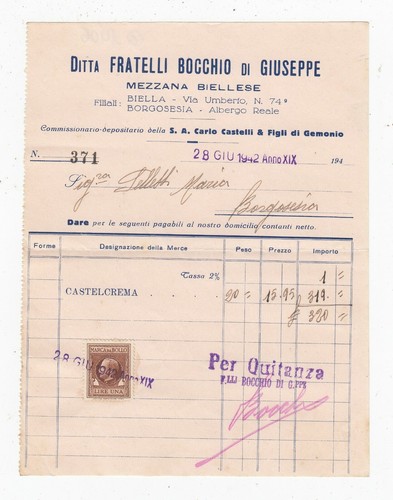 Fattura mezzana biellese - fattura,