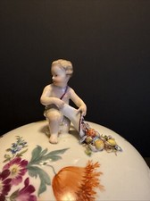 Antica Zuppiera Porcellana di Meissen 1760ca decorata putto con cornucopia-fiori