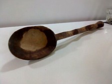 Antico Vintage Vecchio e grande cucchiaio Mestolo in legno