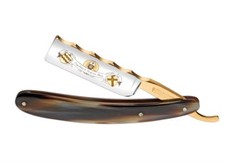 BÖKER BOKER rasoio Graf Engelbert 7/8" 24 carati ORO CORNO Solingen Germany