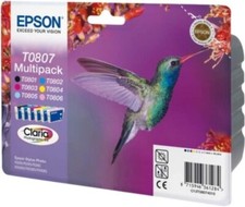 CARTUCCIA EPSON T080 COLIBRI' ORIGINALE N C M G c chiaro m chiaro