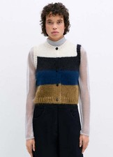 Gilet Cordera Alpaca Lana Mohair Rigato Gilet Colorblock Nuovo con etichette