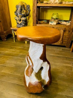 Sgabello etnico radice teak - sgabello,