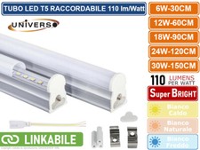 TUBO NEON LED SMD T5 PLAFONIERA RACCORDABILE DA 30CM 60CM 90CM 120CM 150CM IP20