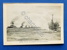 WWI - Stampa fotografia d'epoca - Squadra inglese bombarda una nave austriaca