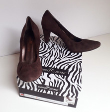 ENRICO LUGANI decollete marroni n. 39 camoscio pelle tacchi scarpe donna decolte