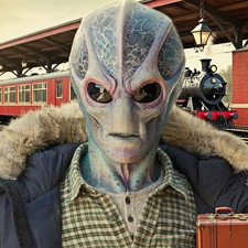 Guanti colorati realistici in lattice maschera aliena per cosplay Halloween