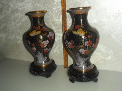 Coppia vasi cloisonnè