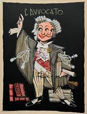 L'Avvocato II Paolo Fresu Opera SERIGRAFIA Numerata Quadro Stoffe Collage 35x50